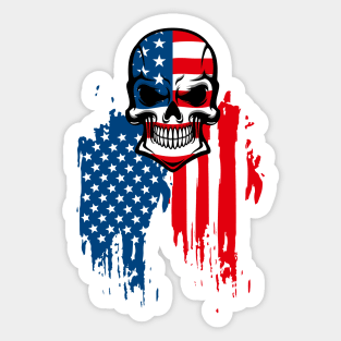 Skull with American Flag Sticker